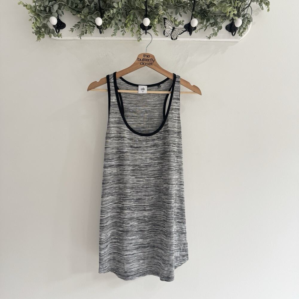 Cabi Women's Size Medium Horizontal Gray Space Racerback Tank Top 3085 KK